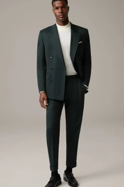 Strellson Hosen-Baukasten-Bundfaltenhose Luis, dunkelgrün meliert