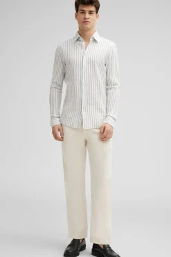 Strellson Hemden-Baumwoll-Hemd Stan, hellgr&uuml;n gestreift