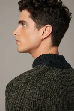 Strellson Strick-Baumwoll-Pullover Adrian, schwarz/grün meliert