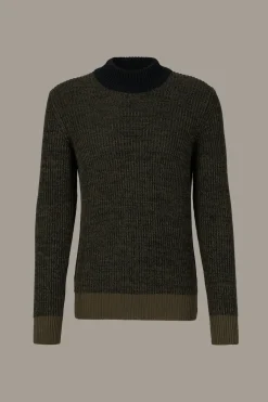 Strellson Strick-Baumwoll-Pullover Adrian, schwarz/grün meliert