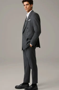 Strellson Hosen-Bundfaltenhose Lois, anthrazit meliert