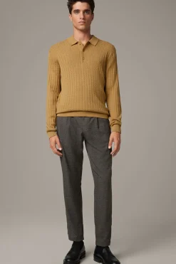 Strellson Hosen-Bundfaltenhose Lou, braun kariert