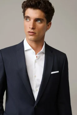 Strellson Anzüge-Flex Cross Schurwoll-Mix-Anzug Caleb-Madden, navy strukturiert