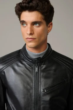 Strellson Jacken|Lederjacken-Gefütterte Biker-Lederjacke Wells,