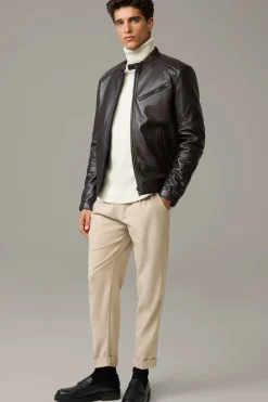 Strellson Jacken|Lederjacken-Gefütterte Biker-Lederjacke Wells,