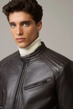 Strellson Jacken|Lederjacken-Gefütterte Biker-Lederjacke Wells,