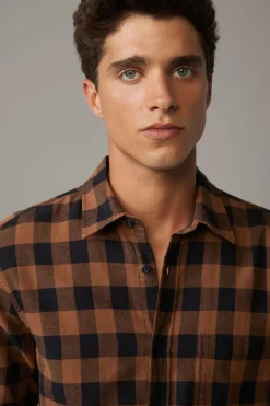 Strellson Hemden-Hemd Cartoon, braun/navy kariert