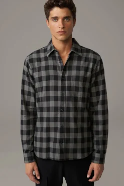 Strellson Hemden-Hemd Cartoon, grau/navy kariert