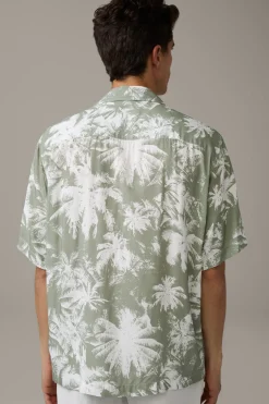 Strellson Hemden-Kurzarm-Hemd Cliro, grün/weiß gemustert