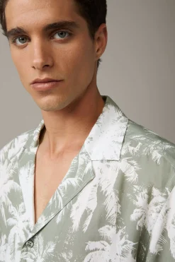 Strellson Hemden-Kurzarm-Hemd Cliro, grün/weiß gemustert