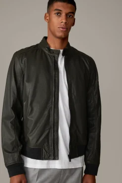 Strellson Lederjacken-Lederjacke Bornie, dark oliv