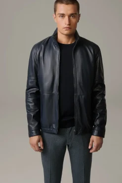 Strellson Jacken|Lederjacken-Lederjacke Jim, dark navy