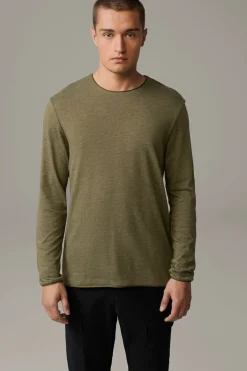 Strellson Tshirts & Sweats-Longsleeve Prospect, khaki meliert