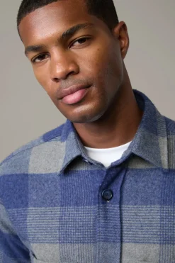 Strellson Jacken|Hemden-Overshirt Nalon, blau/hellgrau kariert