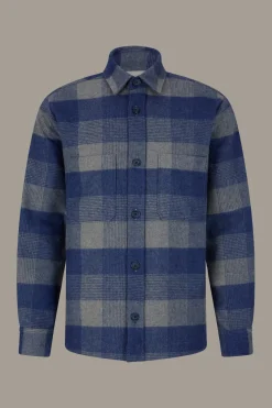 Strellson Jacken|Hemden-Overshirt Nalon, blau/hellgrau kariert