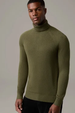Strellson Strick-Rollkragenpullover Hamilton, oliv