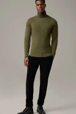 Strellson Strick-Rollkragenpullover Hamilton, oliv