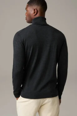 Strellson Strick-Schurwoll-Rollkragenpullover Marek, grau