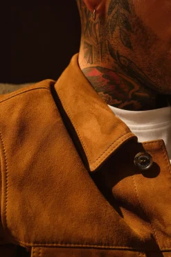 Strellson Jacken|Lederjacken-Velours-Lederjacke Caster X Moritz Taylor, dunkelbeige