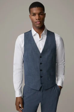 Strellson Westen|Sakkos-Weste Ves, blau strukturiert